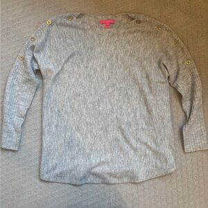 Lilly Pulitzer Gray Knit Sweater with Gold Buttons